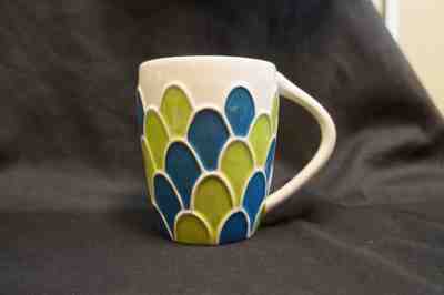Starbucks Mug Scalloped Embossed Blue Green 2009 14 oz - Sold on eBay Jan, 22nd 2019 for $8.95