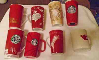 Lot of 8 Starbucks Christmas Holiday Travel Tumbler Mug - 2005, 2006, 2008, 2009 - Sold on eBay Jan, 21st 2019 for $9.99