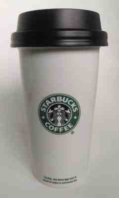 Starbucks 2009 12oz Coffee Mug Cup White Ceramic Travel Tall Tumbler Locking Lid - Sold on eBay Jan, 14th 2019 for $24.99