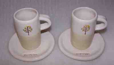 Starbucks Coffee 2009 Handpainted Espresso 2 Cups & 2 Saucers 4 Ounce - Sold on eBay Jan, 7th 2019 for $12.99