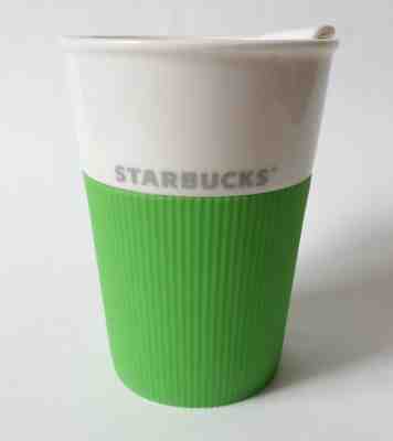 Starbucks Ceramic Travel Coffee Tumbler Mug Green Silicone Grip 8oz - Sold on eBay Feb, 13th 2019 for $15.00