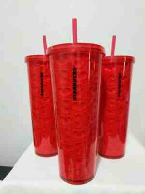 Starbucks Tumbler 2019 Heart Limited Edition Valentines Cup Red Hearts 24 Oz NWT - Sold on eBay Feb, 10th 2019 for $16.99