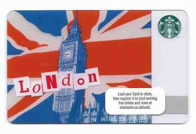 2015 Starbucks Card ~ LONDON ~ Big Ben, Union Jack - Sold on eBay Feb, 15th 2019 for $4.50