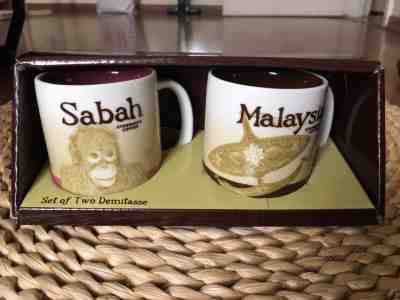 2x STARBUCKS MALAYSIA  SABAH Demitasse Mini Cup Mug Collector 3oz 89ml New - Sold on eBay Feb, 15th 2019 for $28.90