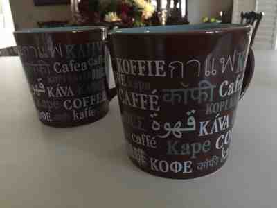 "TWO"  Starbucks International Languages Coffee Mug 16oz 2008 Brown&Blue  "NICE" - Sold on eBay Dec, 31st 2018 for $24.99