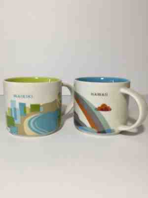 Starbucks You Are Here Coffee Mugs Waikiki & Hawaii (Set Of 2) - Sold on eBay Nov, 22nd 2018 for $24.99