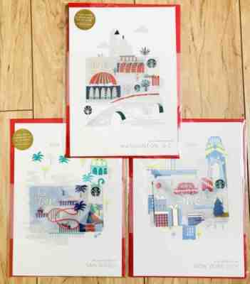 2016 Starbucks Cards 3 San Diego NYC Washington DC Holiday Greeting City Set - Sold on eBay Jan, 6th 2019 for $9.99