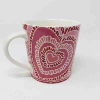 Starbucks Coffee Mug 2005 Valentines Day Pink Heart Lace Cup Perfect Condition - Sold on eBay Feb, 15th 2019 for $14.99