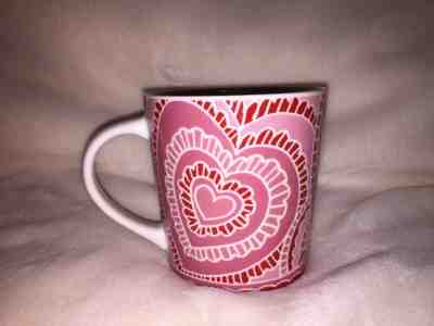 Starbucks Coffee 2005 LACE HEART 16oz Mug Valentine's Day Pink Red Love Pristine - Sold on eBay Feb, 15th 2019 for $8.99