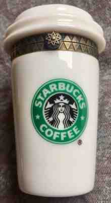 MINT RARE STARBUCKS COFFEE LIMOGES COLLECTIBLE FIGURE FRANCE HINGED TO GO CUP