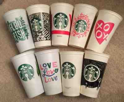 Lot Of 9 Different Starbucks Reusable Plastic To Go Cups With No Lids - Sold on eBay Jan, 3rd 2019 for $45.00