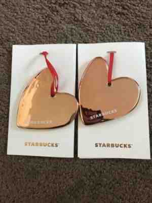 2 Starbucks 2017 Rose Gold Heart Holiday Christmas Tree Ornament Valentines New - Sold on eBay Feb, 15th 2019 for $10.00