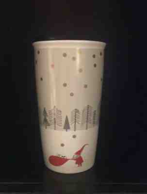 NWT Starbucks 12oz Ceramic Holiday Tumbler 2018 Snow White Christmas Red Elf - Sold on eBay Feb, 22nd 2019 for $14.99