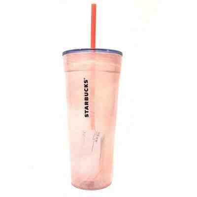 New STARBUCKS 20 oz. Orange/White MARBLE Swirl COLD CUP GLASS BLOWN TUMBLER  - Sold on eBay Feb, 22nd 2019 for $44.95