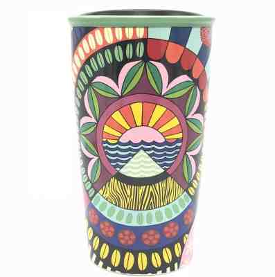 New Starbucks 2018 Coffee Storie Ceramic Travel Mug Limited Edition Artist Jess - Sold on eBay Feb, 22nd 2019 for $34.50