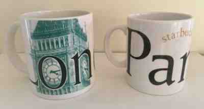 Set Of 2 Starbucks MUGS 2002 LONDON Big Ben PARIS City MUGS Collector Series - Sold on eBay Feb, 16th 2019 for $13.98