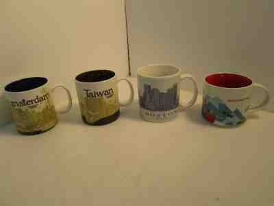 Lot 4x Various Starbucks Coffee Mugs Amsterdam Washington Taiwan Boston - Sold on eBay Feb, 22nd 2019 for $50.00