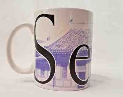 Starbucks Coffee 2008 SEOUL South Korea City Mug Collector Series White Purple - Sold on eBay Feb, 20th 2019 for $5.00