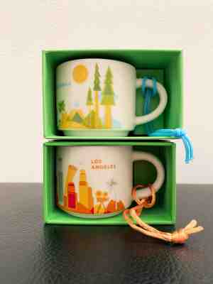 Starbucks You Are Here Ornament Mug Set - Los Angeles & California (2 oz) New! - Sold on eBay Feb, 20th 2019 for $30.95