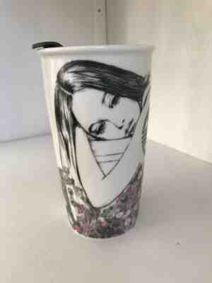 Charlotte Ronson Starbucks Tumbler Travel Mug Cup 2013 Ceramic Double Wall 12 oz - Sold on eBay Feb, 18th 2019 for $49.99