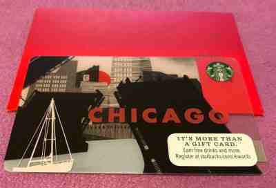 Starbucks 2015 CHICAGO DRAWBRIDGE Gift Card W/Bonus Sleeve- New-RARE - Sold on eBay Feb, 21st 2019 for $2.50