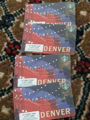 4 Starbucks Denver Cards with Line Markers in the back NEW Mint VHTF - Sold on eBay Feb, 21st 2019 for $14.95