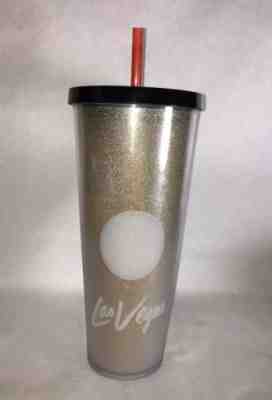 Starbucks LAS VEGAS Gold Glitter Cold Cup Tumbler Plastic 24 fl oz Limited Ed. - Sold on eBay Feb, 20th 2019 for $24.99
