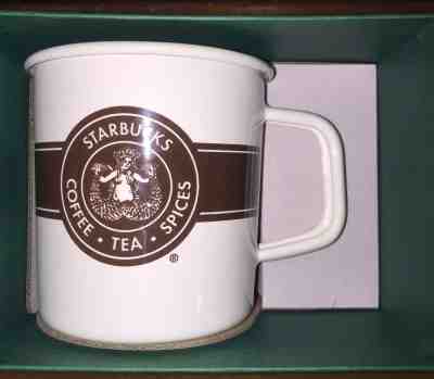 Starbucks Pike Place Market Original Logo Enamel Mug 2016 New W Holiday Gift Box - Sold on eBay Feb, 19th 2019 for $19.00