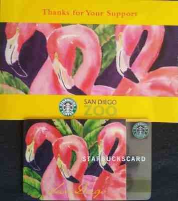 2003 Starbucks Flamingo Card & Sleeve Charity for San Diego Zoo USA Rare HTF