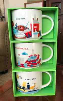 3 Starbucks You are Here Mug in Box 14 oz  Washington DC, Maryland, & Virginia - Sold on eBay Feb, 21st 2019 for $27.50