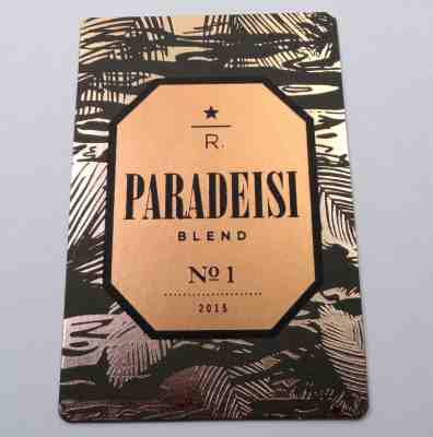 Rare Early- 2015  Starbucks Reserve  PARADEISI No.1  Coffee Taster Card - Sold on eBay Feb, 16th 2019 for $29.95