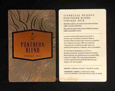 Starbucks Milan Italy Roastery Reserve Pantheon Vintage 2018 Taster Card - Sold on eBay Jan, 9th 2019 for $16.00