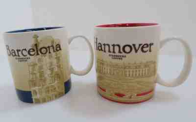 Lot 2 Starbucks Barcelona & Hannover 16oz City Icon Collector Coffee Mugs - Sold on eBay Nov, 28th 2018 for $28.00
