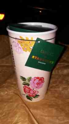 NWT RARE! Starbucks ban.do Limited Edition  Floral mug tumbler ceramic 12 oz - Sold on eBay Feb, 21st 2019 for $17.50