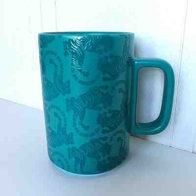 Starbucks 12 Oz Mug Cup 2018 Blue Green Embossed Tiger Ceramic Limited Edition  - Sold on eBay Feb, 20th 2019 for $22.90
