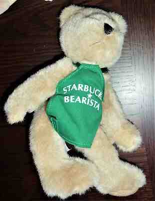 Starbucks 1997 First Edition Bearista Bear w Green Apron Legs Arms Jointed Plush - Sold on eBay Feb, 16th 2019 for $9.99