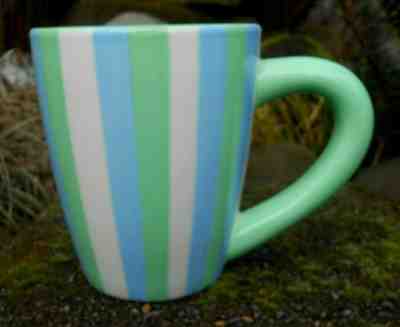 2003 Starbucks Barista Blue Green & White Striped Large 14oz. Coffee Mug - Sold on eBay Feb, 21st 2019 for $15.99