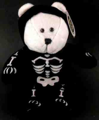 Starbucks Bearista Bear Plush 35th Ed Black Skeleton 2004 GLOWS in the DARK  - Sold on eBay Feb, 21st 2019 for $12.49