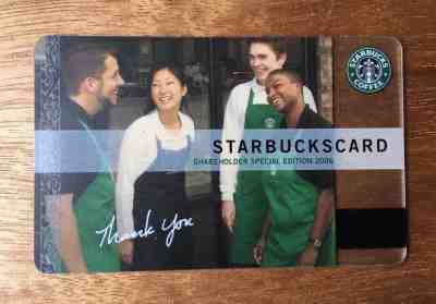 STARBUCKS Shareholder Special Edition 2006 Gift Card 0 No Balance ©2005 Old Logo - Sold on eBay Feb, 22nd 2019 for $35.00