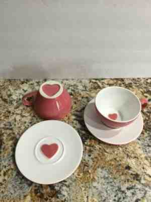Starbucks Coffee Company Pink Heart Mug Plate Set Cup Saucer Valentine Love 2005 - Sold on eBay Feb, 20th 2019 for $12.00