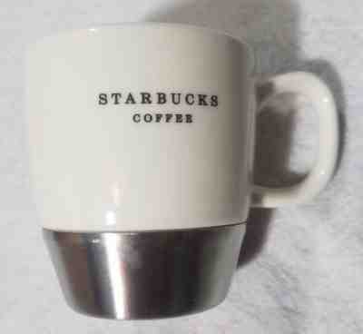 Starbucks 2006 Ceramic Coffee Mug White Stainless Steel Nonslip Bottom 10 oz - Sold on eBay Feb, 22nd 2019 for $19.99