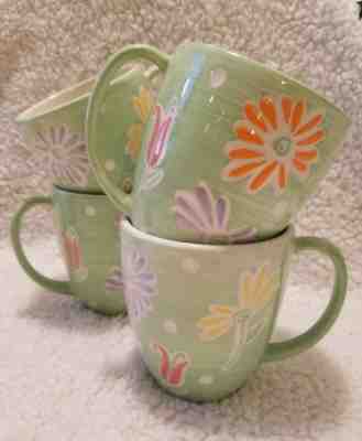 Set of 4 Starbucks Ceramic 2007 Coffee Tea Cups Mugs 16 Oz  flowers - Sold on eBay Feb, 22nd 2019 for $16.09