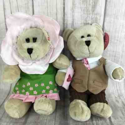 Starbucks Lot of 2 Bearista Bear Collection 2007 2010 Pink Flower Plush Hearts - Sold on eBay Feb, 22nd 2019 for $15.30