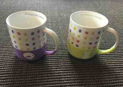 STARBUCKS Set of 2 Purple Chick & Easter Eggs & Lime Bunny & Easter Egg Mugs - Sold on eBay Feb, 21st 2019 for $29.95