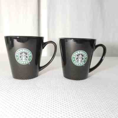 Starbucks Black 10 Oz Coffee Mug Classic 2008 Set Of 2  - Sold on eBay Feb, 22nd 2019 for $26.21