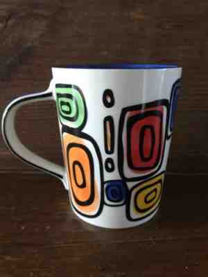 STARBUCKS Mug Hand Painted Geometric 2009 Coffee Cup Rare Peindre a main pour - Sold on eBay Feb, 21st 2019 for $7.50