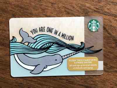 Starbucks Gift Card 2015 Narwhal "You are one in a Million" Holiday No $ Value - Sold on eBay Feb, 22nd 2019 for $3.99