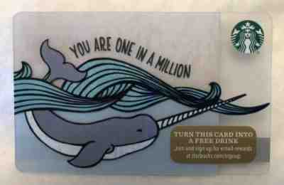 2015 Starbucks Gift Card NO $ Value Narwhal Whale One in a Million - Sold on eBay Feb, 22nd 2019 for $4.00