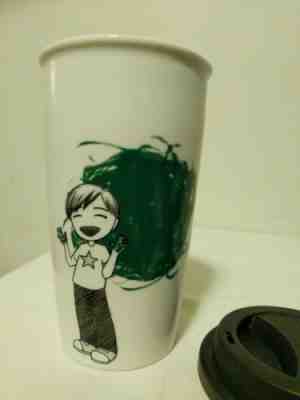 Starbucks 2015 Boy Finger Painting Dot Ceramic Travel Tumbler Cup Mug 12oz - Sold on eBay Feb, 22nd 2019 for $9.00