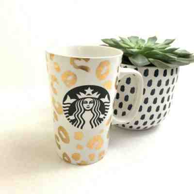 STARBUCKS 2015 Leopard Gold Animal Print Tall Coffee Cup Mug 16 oz - Sold on eBay Feb, 22nd 2019 for $29.00